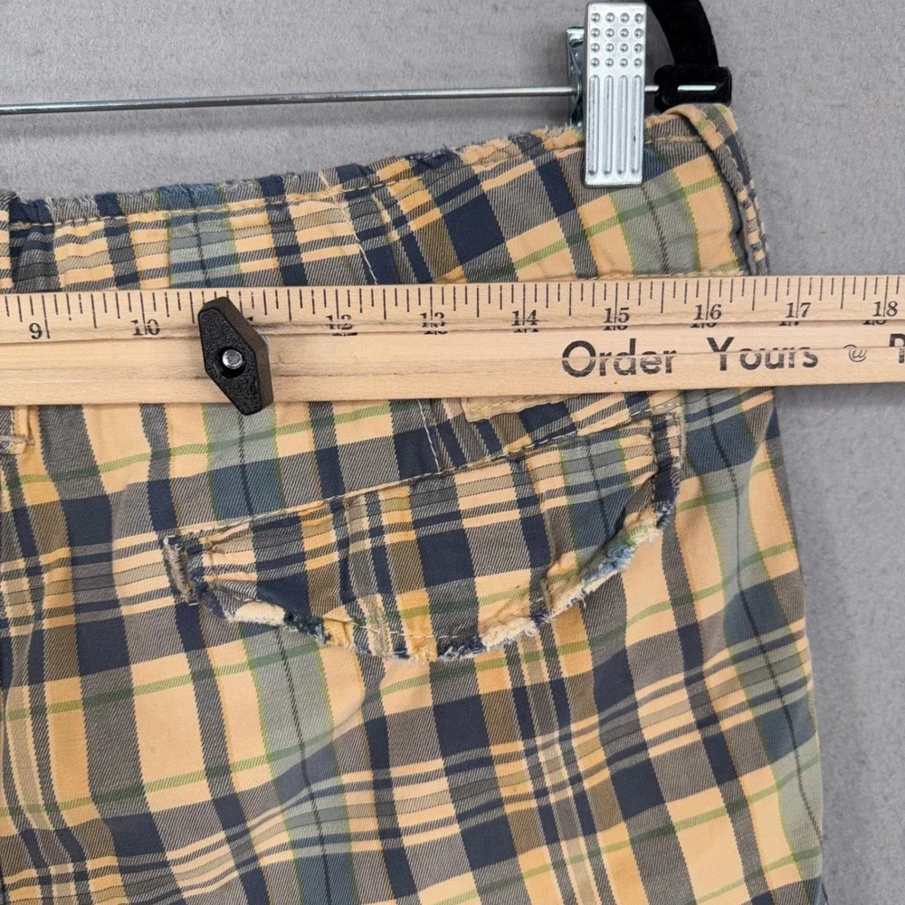 Abercrombie & Fitch Shorts Mens 30 Yellow Plaid Cargo Drawstring Preppy Gorp Y2k
